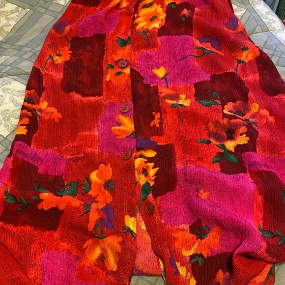 Vintage 80s Sleeveless Red Dress w/Slit, size Lg, and Matching Jacket, Size Med - Picture 8 of 11